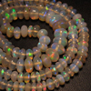AAAAA -Full Blue Transeparent 16 inches Ethiopian Opal Very Unique Awsome Smooth Rondells Very Rare Quality Fire Opal Size 3 --6mm
